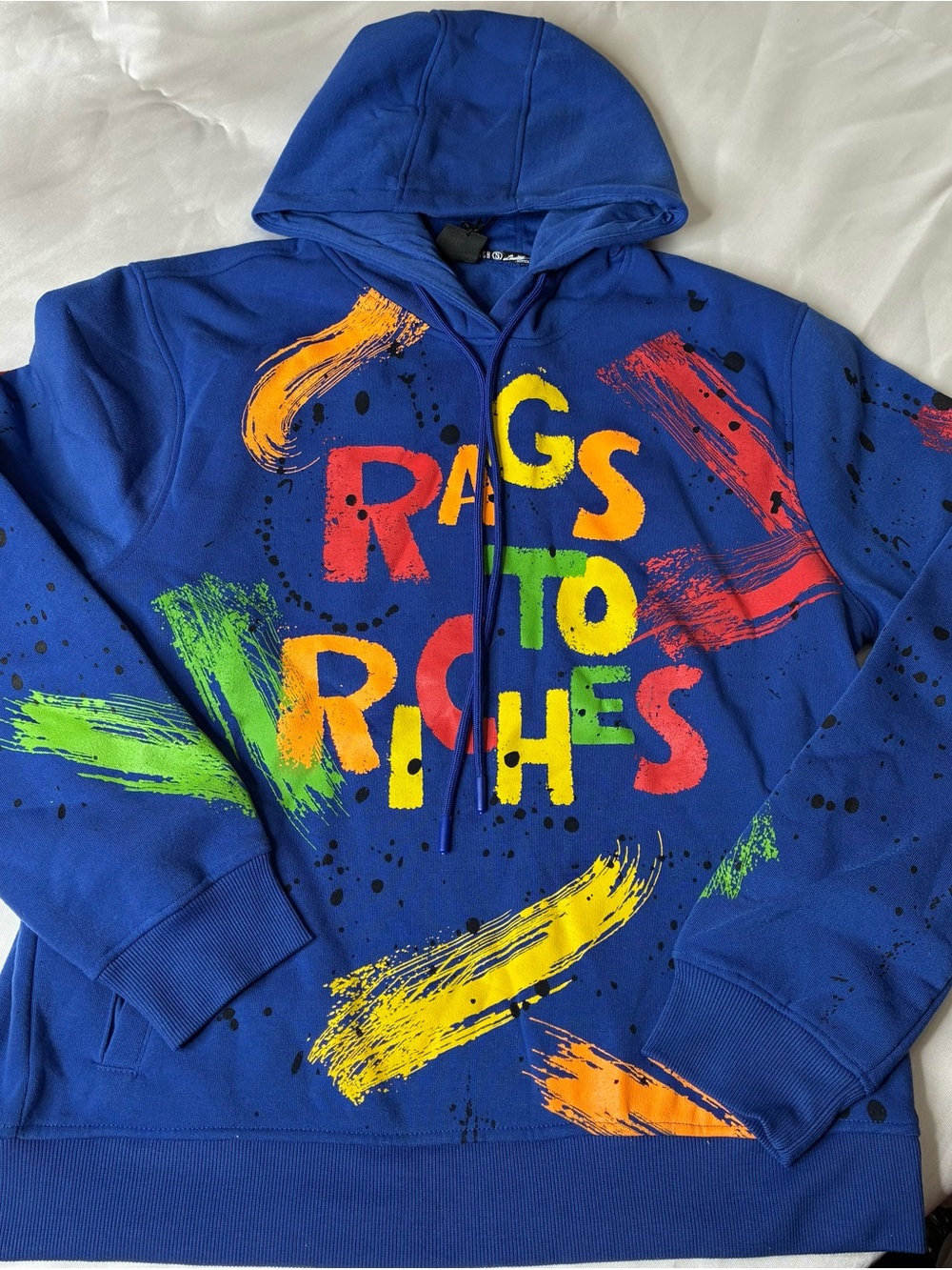 Bold Blue Graphic Crewneck Hoodie - Rags to Riches